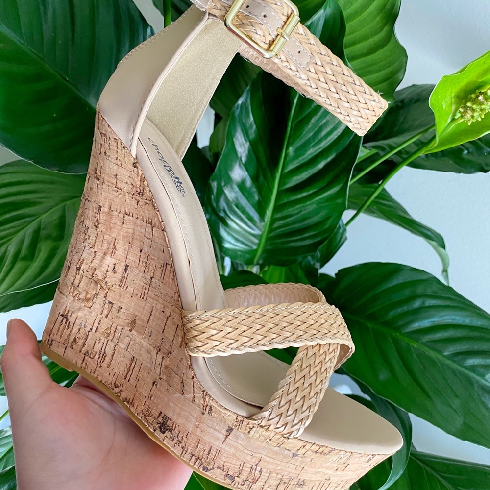 (LAST PAIR) Nude Cork Wedge Sandals